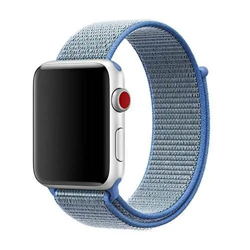 light blue Спортивный тканый нейлоновый ремешок для apple watch 38 мм 42 мм 40 мм 44 мм наручный браслет регулируемый нейлон для iwatch ремешок серии 1/2/3/4 - Цвет ремешка: light blue