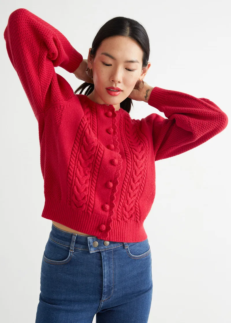 

Women O-Neck Twist Knitted Sweater Cardigan 2021 Autumn Winter Ladies Long Sleeve Fashion Knitwear Outwear Tops