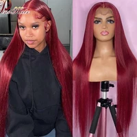 cherry red straight lace frontal human hair wigs 99j burg body water wave 13x4x4 lace front wigs human hair pre plucked remy wig
