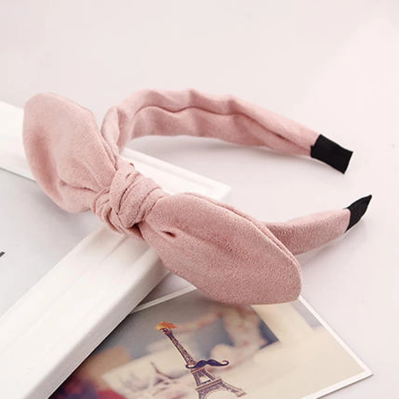 Ободок для волос однотонный с бантом и кроличьими ушками | Аксессуары одежды