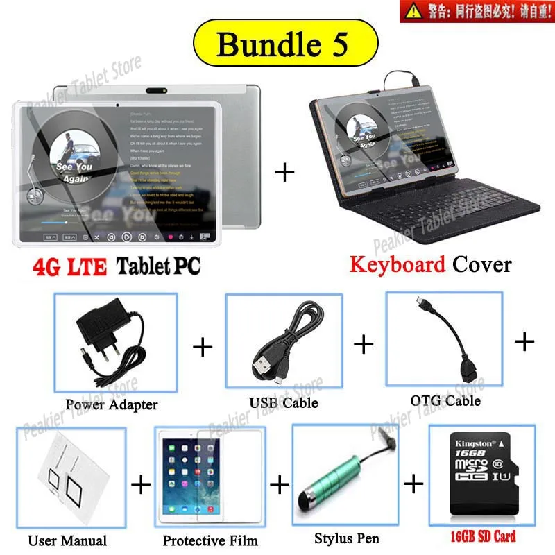 4G LTE TAB Keyboard 10-дюймовый планшетный ПК Octa Core 128G Планшеты Android 9,0 Wi-Fi Bluetooth gps 3g 4 аппарат не привязан к оператору сотовой связи Телефонный звонок Dual SIM 10,1 дюймов tabets - Комплект: 4G LTE TAB Keyboard