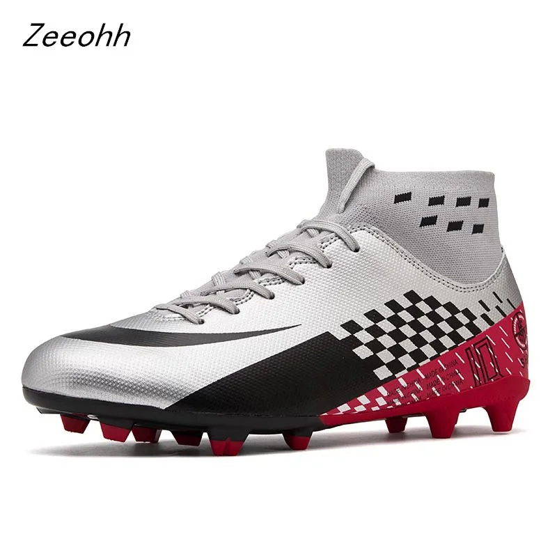 Men Football Boots Cleats Boots Long Spikes TF Spikes High Top Sneakers Soft Indoor Turf Futsal soccer Shoes Chuteira Futebol