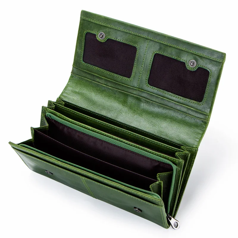 Women's Wallets Genuine Leather Casual Long Clutch Purse Money Bag Multi-function Card Cross Pattern Detachable Billetera Mujer