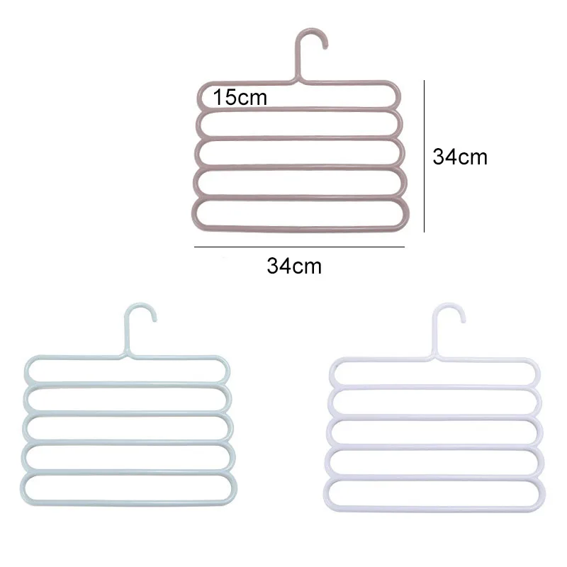 

5-layer Hangers Household Multi-layer Non-slip Clothes and Pants Rack Multifunctional Plastic Household Locker Simple Style