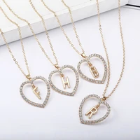 lats fashion tiny heart dainty initial rhinestones letter a z name choker necklace for women pendant jewelry accessories gift