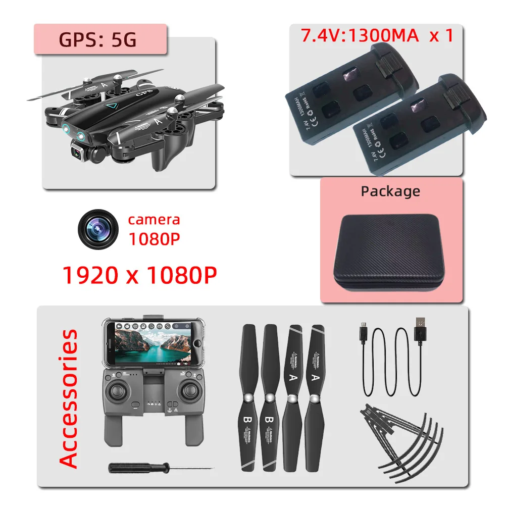 5G-1080P-2B-bag S167 5G 2,4G gps 4K Дрон профессиональные игрушки дроны, Радиоуправляемый вертолет с камерой HD игрушка Квадрокоптер juguetes квадрактор 론 - Цвет: 5G-1080P-2B-bag
