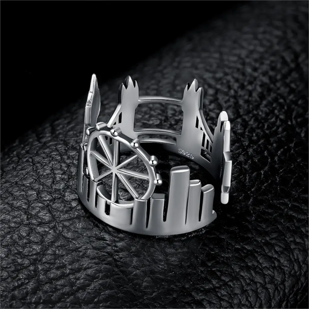 JewelryPalace Twin Towers Rings 925 Sterling Silver for Women Open Stackable Ring Band Jewelry Fine | Украшения и аксессуары