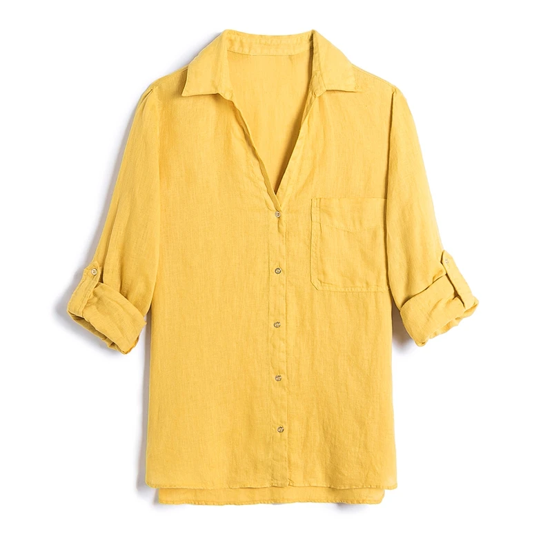 

2021 Long Sleeve Chic Female Office Lady Shirt Blusas Femininas Women Basic Solid Cotton Blouse