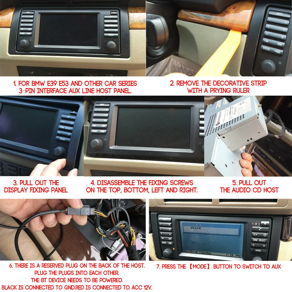 Лидер продаж 12 В автомобильный аудио bluetooth 5 0 HIFI кабель адаптер микрофон для BMW E54