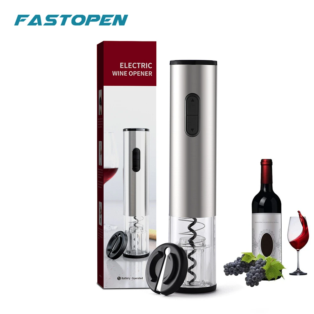 

Electric Wine Bottle Opener Stainless Steel Automatic Corkscrew Bar Accessories Alkaline Battery Wine Openers Foil Cutter Set