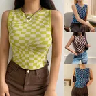 Кроп-топ женский трикотажный без рукавов, базовая повседневная майка, винтажная уличная одежда, на лето