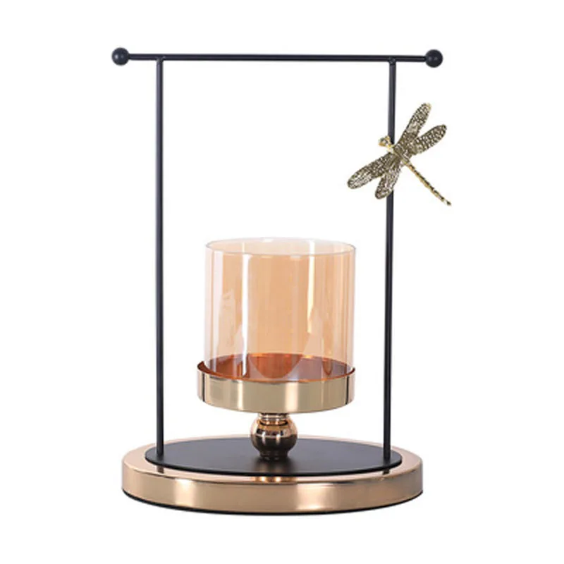 

European Metal Home Decor Dragonfly Pattern Candle Holders Wedding Centerpieces Center Table Candlesticks Parties