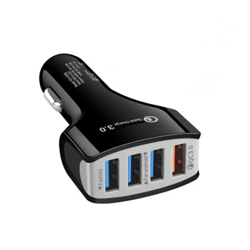 Быстрое Автомобильное зарядное устройство QC 3 0 4 USB порта Тип C нейлоновый кабель