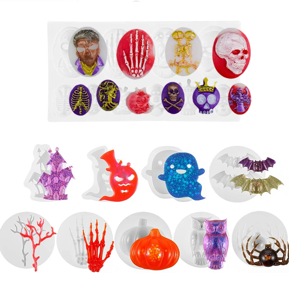 Силиконовые формы для Хэллоуина летучая мышь тыква паук Сова скелет призрак
