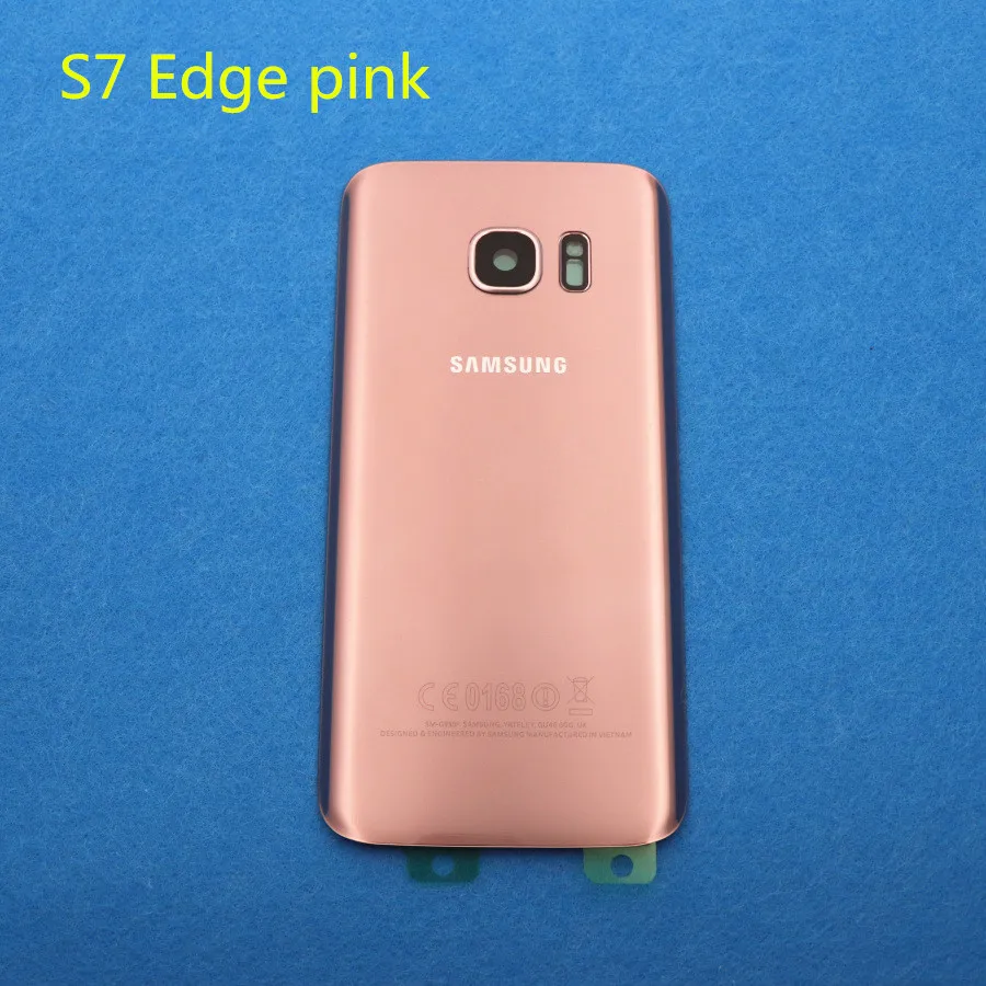 S7 Edge Pink Новая задняя панель стеклянная задняя крышка батарейного отсека для samsung Galaxy S7 G930 G930F G930FD S7 Edge G935 G935F G935FD+ наклейки объектив камеры - Цвет: S7 Edge Pink