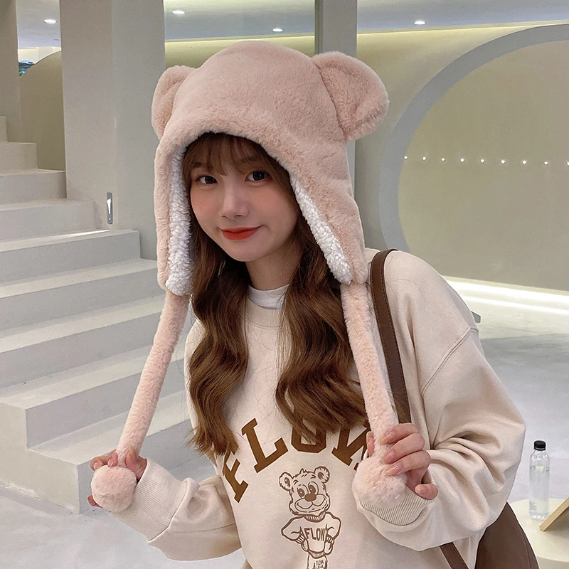 Новые модные шапки облегающие Мультяшные милые медвежьи уши сохраняющие тепло