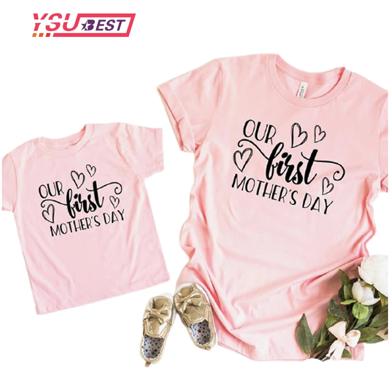 Ropa a juego divertida para beb&eacute;s y madres, Camiseta de algod&oacute;n para el primer d&iacute;a de la madre, 2021-0