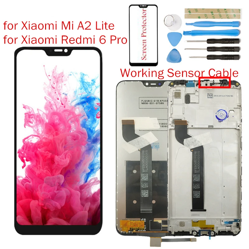 ЖК дисплей с рамкой для Xiaomi Mi A2 Lite сенсорный дигитайзер в сборе 10 точечный экран