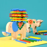 wooden children blocks toy balance elephant camel montessori balancing game building block wood educational toys baby kids gift