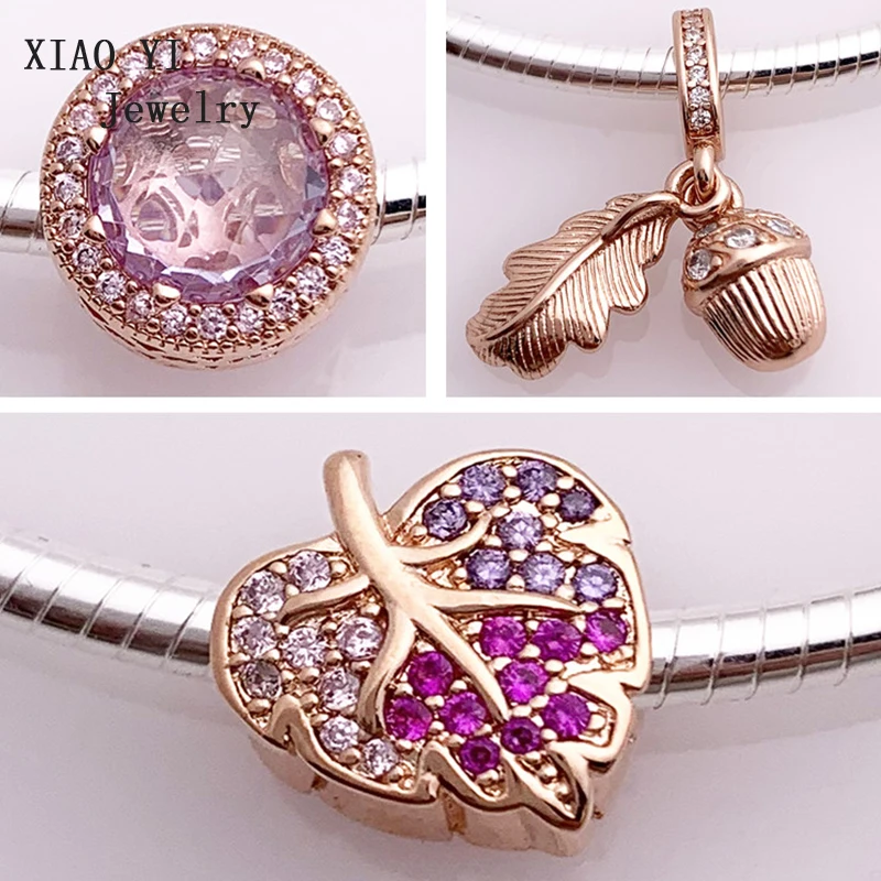 XIAOYI новые зимние ювелирные изделия S925 11 розовое золото wonderland world лиственный Жёлудь ZT0414 браслет подарок подруге