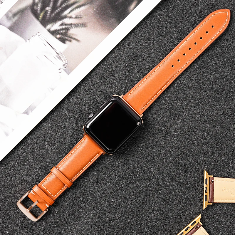 Ремешок для часов OTMENG из мягкой натуральной кожи браслет Apple Watch Series 2 3 4 5 iWatch 42 мм 38