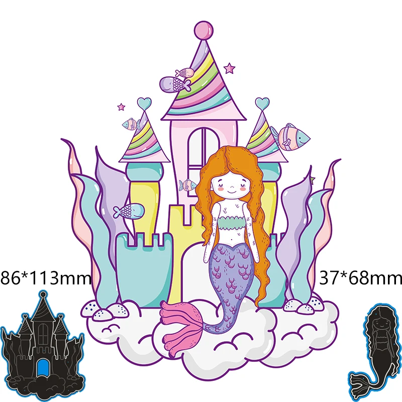 

Cutting Dies Mermaid And Her Castle Metal and Stamps Stencil for DIY Scrapbooking Photo Album Embossing Paper Card