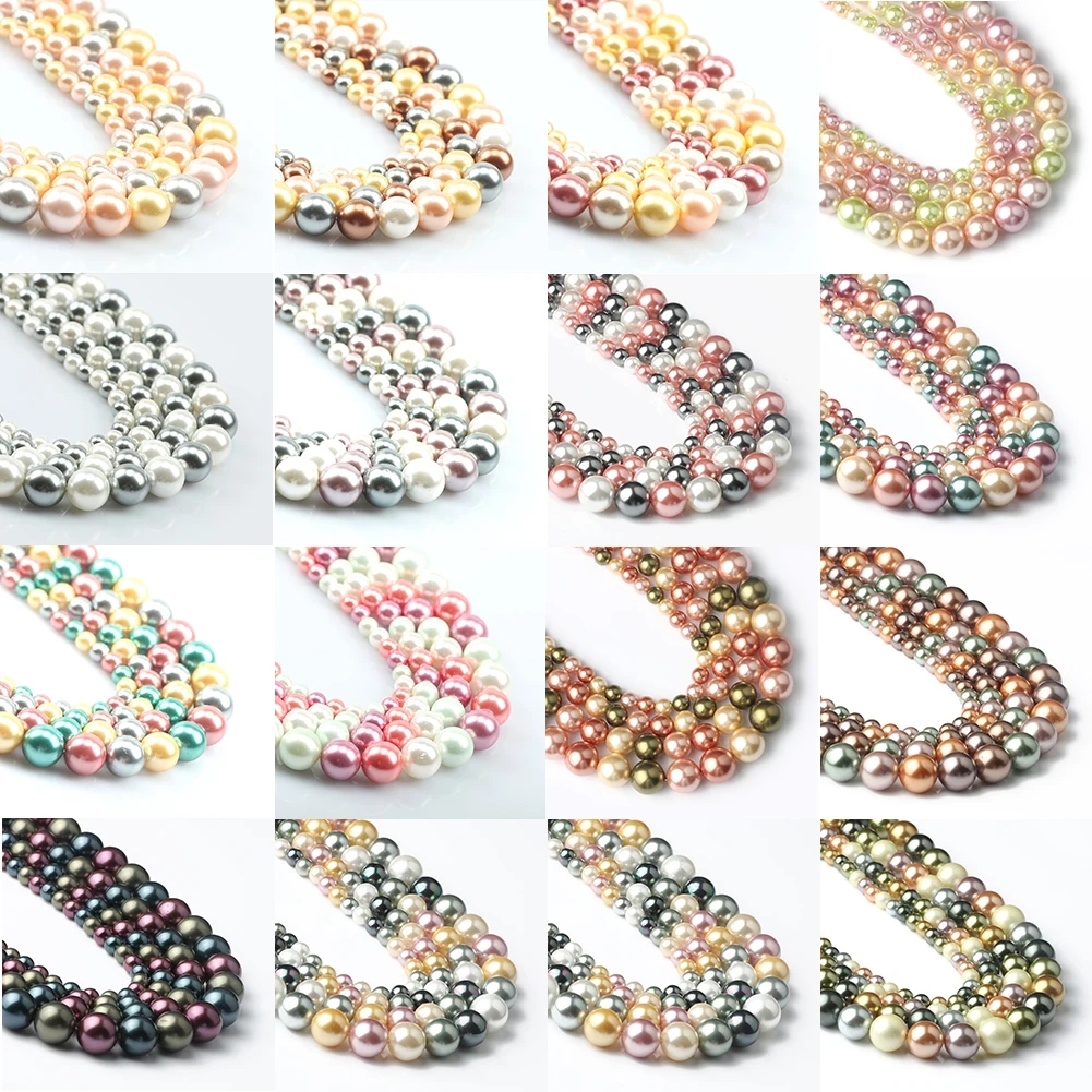 

Natural Pearls Beads White Pink Round Shell Pearls Spacer Beads for Jewelry Making DIY Bracelet Necklace Accessories 15'' 6-10mm
