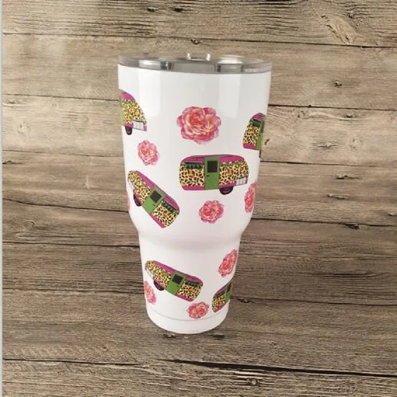 30 унций Bull Flower Tumbler нержавеющая сталь ацтекская Двухстенная Вакуумная чашка милый подарок для воды держатель DOM1175 - Цвет: camper