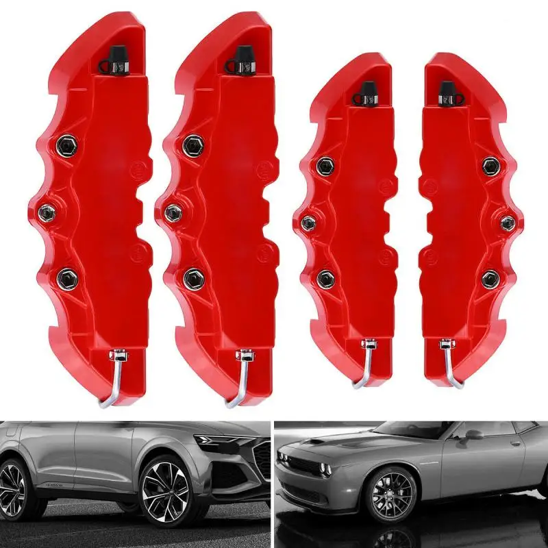 

New 4PCS Car disc brake Caliper Cover 3D Word Red Brake cover Fit to 14-17 Inches Car 2 M and 2 S Universal Kit for Brembo