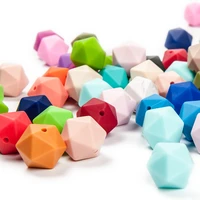 cute idea 100pcs silicone icosahedron beads 17mm baby polygon chewable teethers diy pacifier chains accessories baby products