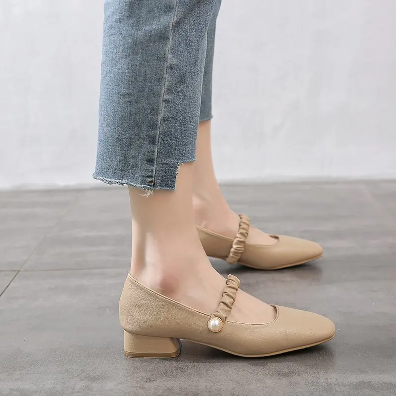 

Woman Low Heels ComfortableFlats Ladies Square Toe Elegant Casual Shoes Female Shallow Dress Party Platform Heels Sandals