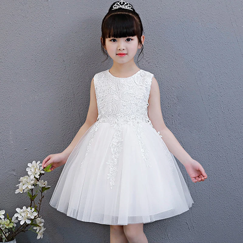 

Toddler Baby Lace Dress Princess Girls White Tutu Dresses Prom Gown Gauze Tank Dress Birthday Party Children's Day Gift #80-160