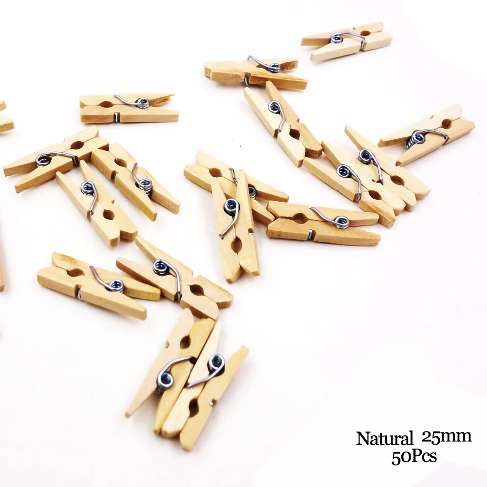 Natural 25mm Clips 50 шт. деревянные палочки для мороженого, деревянная палочка для леденцов, инструменты для торта, палочки для детского сада, Обучающие инструменты, принадлежности для рукоделия - Цвет: Natural 25mm Clips