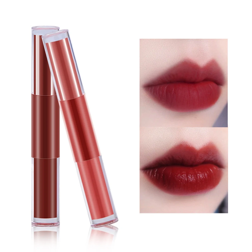 

Double Head Lipgloss Bulk Custom Logo Foggy Matte Lip Gloss Velvet Lip Glaze 2 In 1 Private Label Wholesale Nonstick Cup No Logo