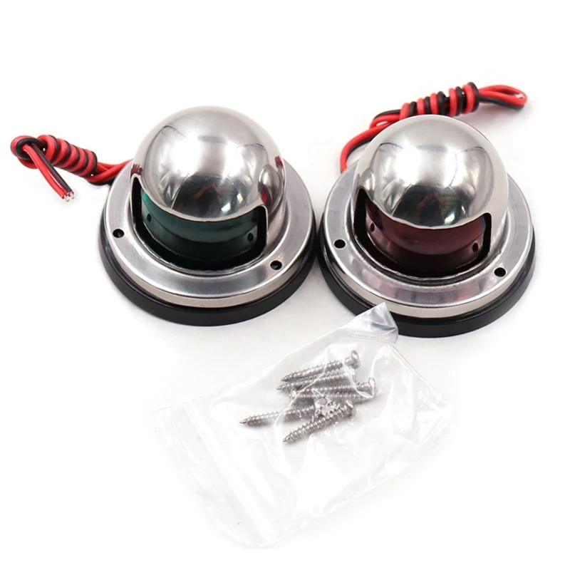 

2Pcs 12V Stainless Steel Red Green Bow LED Navigation Lights Boat Marine Indicator Spot Light Marine Boat Yacht Sailing T21E
