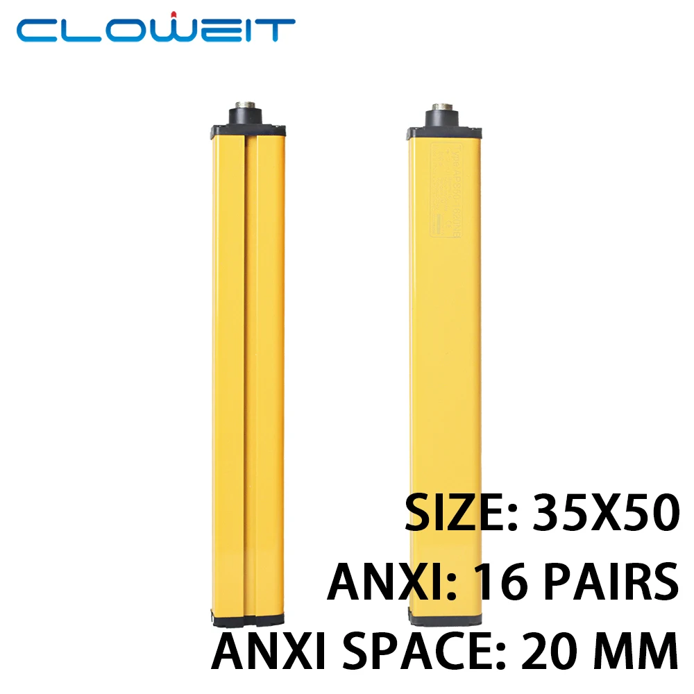 

Cloweit 35x50 Light Curtains 16 beams 20mm Spacing Safety Protection 3m 5m 10m 15m 20m Long Distance Customize Photo Sensor