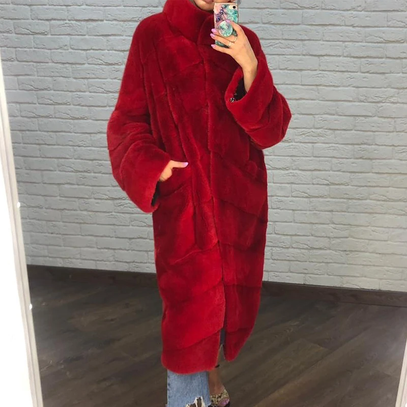 

Fashion Long Real Mink Fur Coat for Women Winter Fashion Fur Overcoats Luxury Woman Natural Mink Fur Coats Stand Collar Outfit