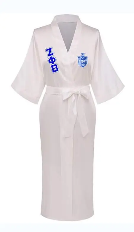 

Sorority Fraternity Loose Silk Bathrobe Lace Satin Zeta Phi Beta ZPB Clothes Robe Dressing