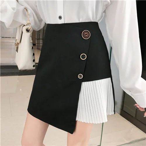 black skirt S Новые шифоновые рубашки на шнуровке с длинными рукавами топ+ Асимметричная юбка с завышенной талией, комплект для офиса, Женская рабочая одежда комплект с юбкой на пуговицах - Цвет: black skirt S