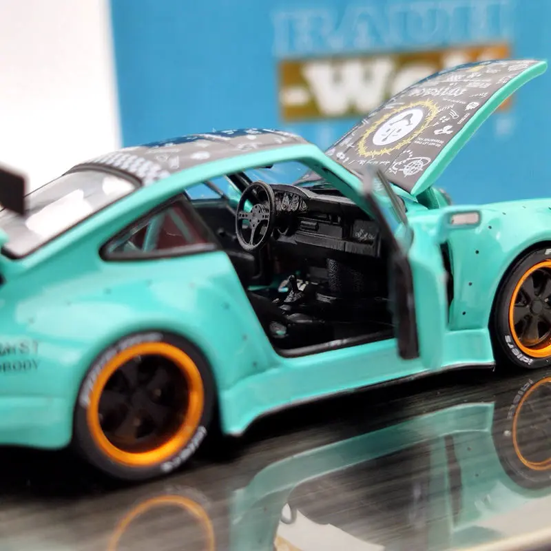 

PGM 1:64 For P~sche 930 RWB Rauh Welt Begriff Blue Diecast Models Limited Edition Collection car