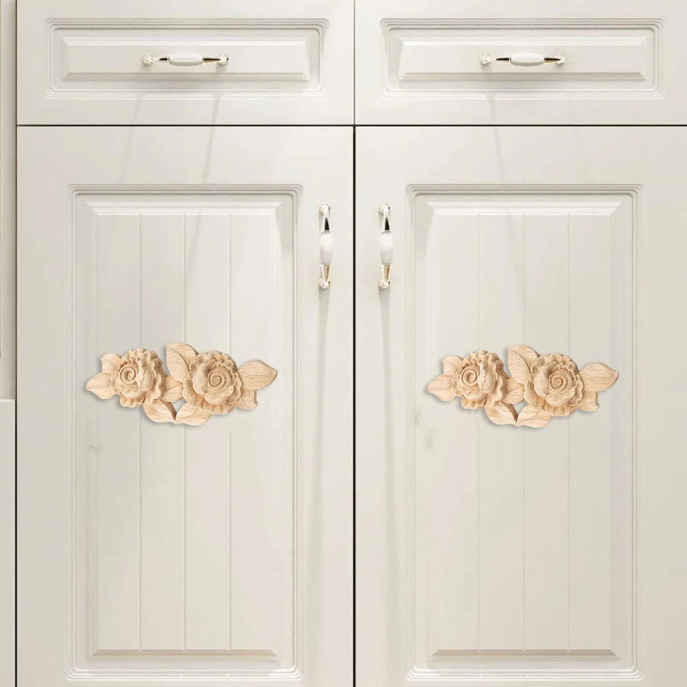 

1PC Flower Rose Carved Onlay Home Furniture Decoration Carving Decal Applique