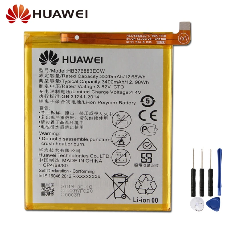 Оригинальная Замена телефон Батарея для huawei P9 плюс VIE-AL10 VIE-L09 VIE-L29 HB376883ECW Authenic Перезаряжаемые Батарея 3400 мА-ч