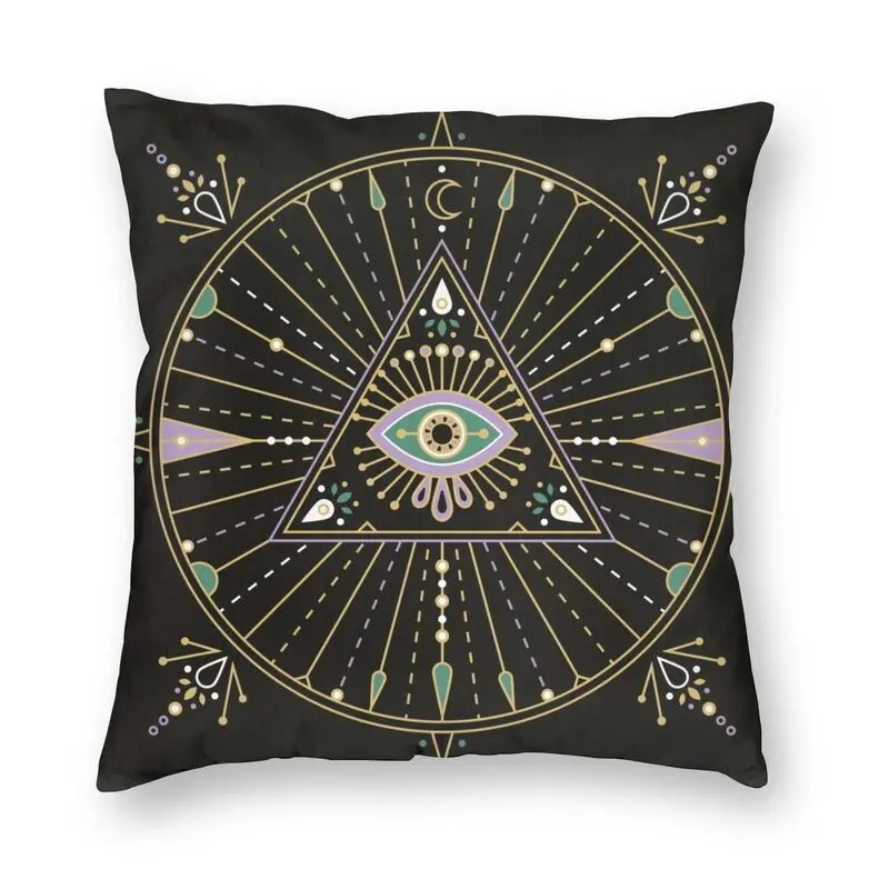 

Evil Eye Mandala Art Square Pillow Case Decoration Hamsa Eyes Amulet Cushions Throw Pillow for Living Room Double-sided Printing