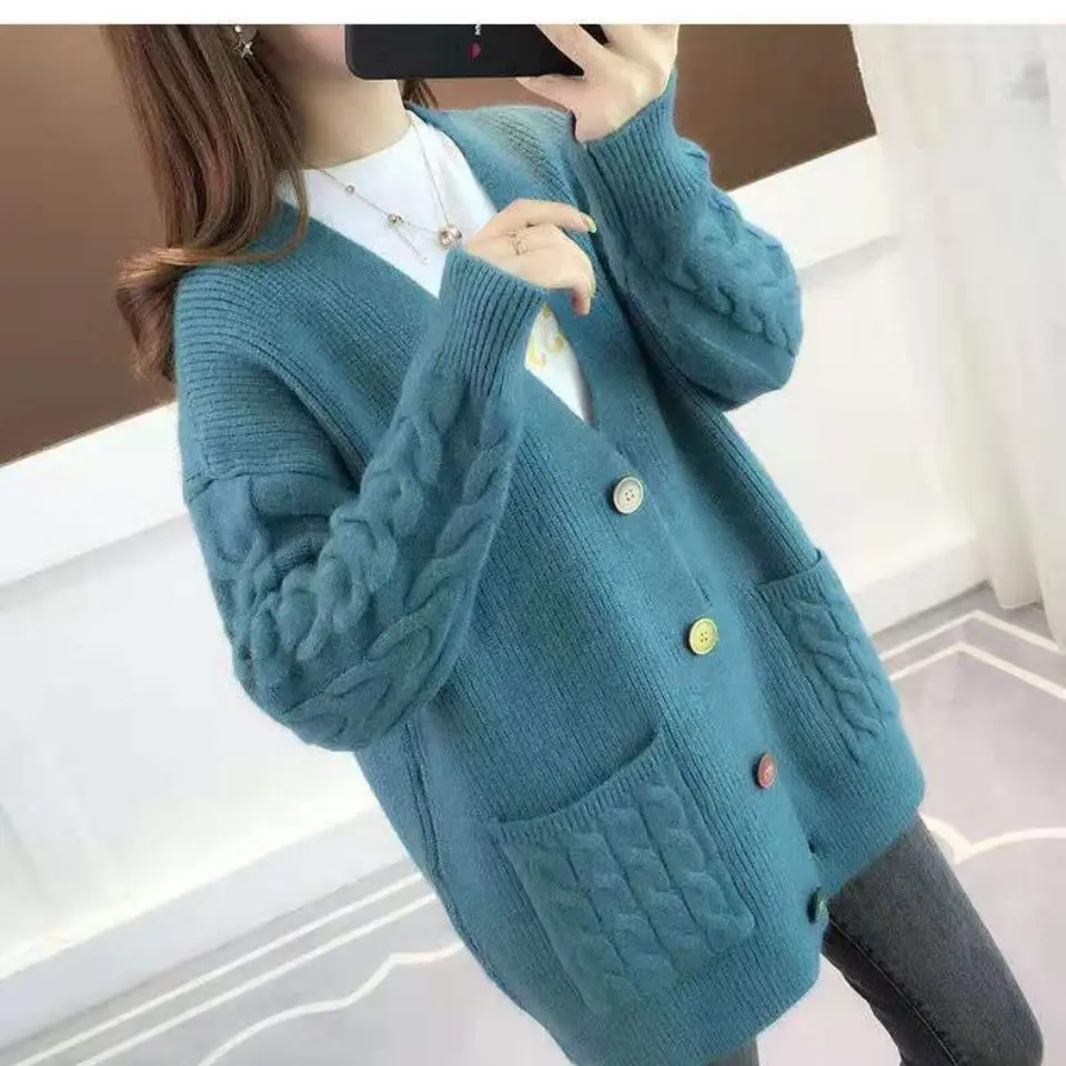 Fall 2021 autumn women new Hot selling crop top sweater cardigan women korean fashion netred casual knitted ladies tops Ay215