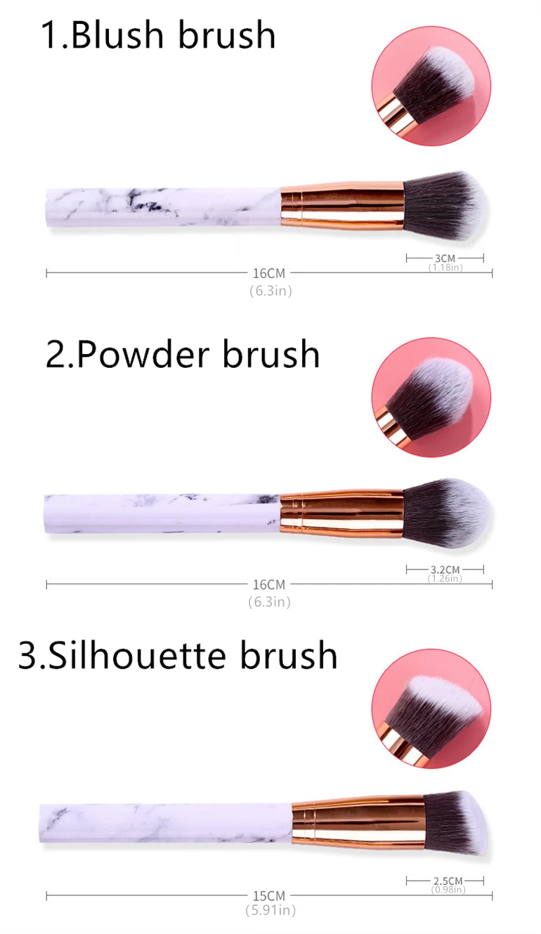 Набор кистей для макияжа, 10 шт., профессиональная кисть в форме мрамора, красивая пудра, Тональная основа, тени для век, губ, подводка для глаз, румяна, инструмент для красоты