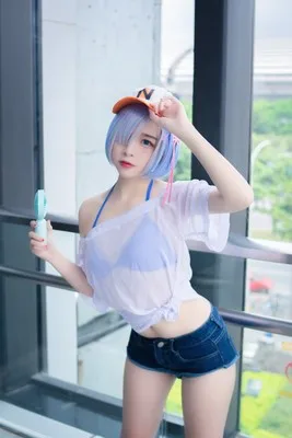 

Anime Re:Life in a Different World from Zero Rem Cosplay Costume Swimsuit Bikini Cosplay Costume Halloween Costumes for Women