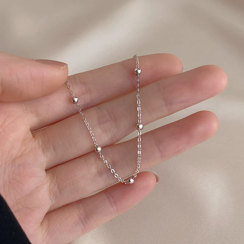 

925 Sterling Silver round Beads Bracelet for Women 2021 New Trendy Ins Simple Niche Design Temperamental Cold Style Bracelet