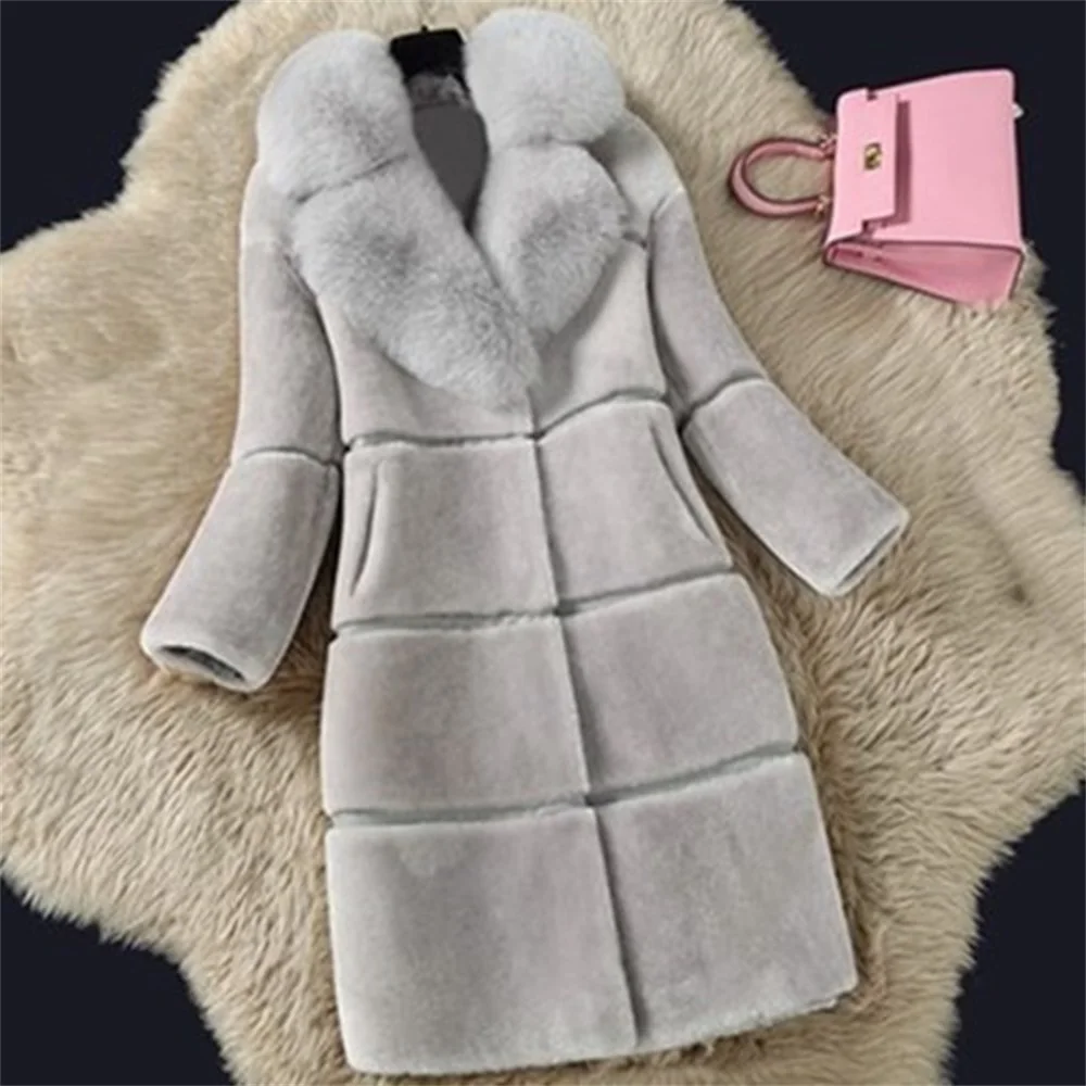 

Новинка 2021, женские зимние пальто из искусственного меха размера плюс 5XL, Толстая теплая длинная куртка, модная верхняя одежда из искусствен...