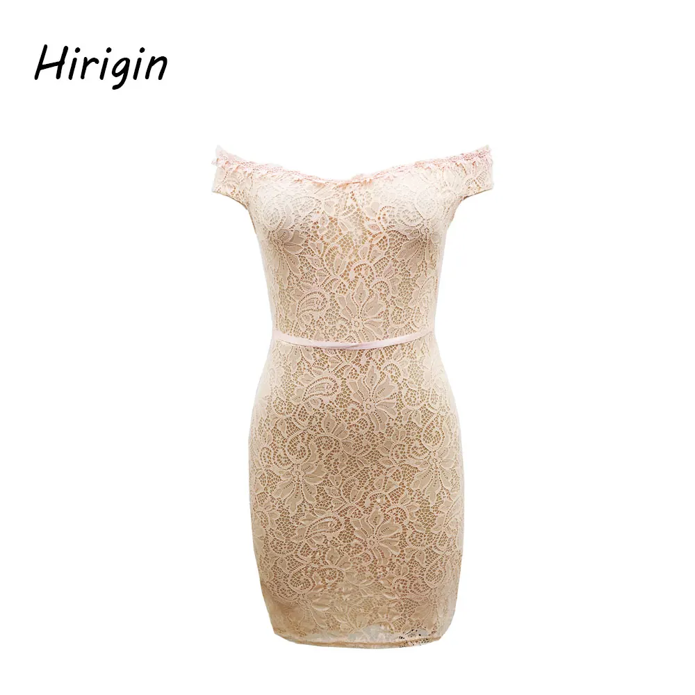 

2020 Elegant lady Off shoulder Mini Dresses Floral Hollow out sexy dresses for evening party wedding Slim dresses Bodycon Dress