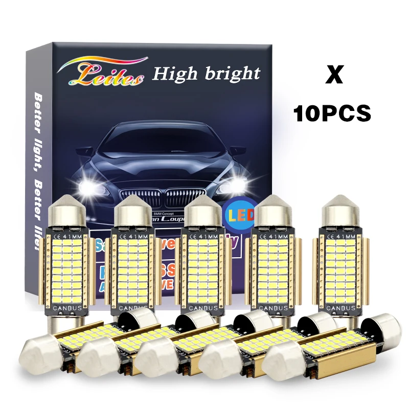 

10pcs Error Free Festoon C5W C10W LED Bulb 31mm 36mm 39mm 42mm Interior Reading Light Auto Dome License Plate Luggage Trunk Lamp